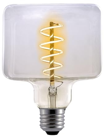 Suprema Dekorative LED-Würfel-Glühbirne mit internem Spiralkabel, E27, Lichtstrom 90 lm, 220-240 V, warmes Licht 1800 K, 4 W, 95 x 128 mm, dimmbar (transparent)