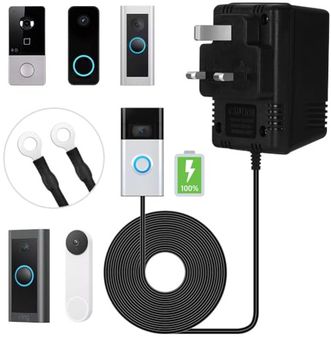 AMFUN 24V 500mA Doorbell Transformer,Visual Doorbell AC Power Adapter, Compatible for Most Versions of Ring Doorbell and Thermostat with 8M (315) Long Cable