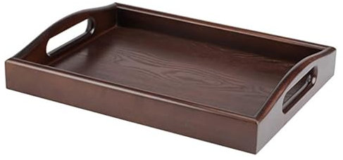 QIIIMSLSS Rectangulaire en Bois Spacieuse avec Poignées Assiette Stockage Fruits pour Petit Déjeuner Plateau Portatif pour Salle À Manger Cuisine
