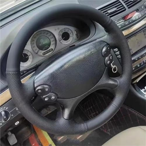 Lenkradbezug Auto-Lenkradbezug Schwarzes Kunstleder Für Benz Für E-Klasse Für W211 Für E230 Für E280 Für E350 Für CLS-Klasse Für CLS350 Für CLS500 Lenkradhülle(Gray Thread)