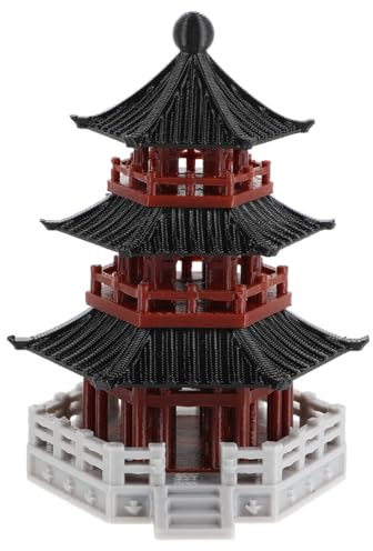 CLISPEED Miniatur Pagode Gartenstatue Als Asiatische Deko FüR Zen Garten Und Aquarium Dekoration 7 3X4 9X4 9Cm Lichtbraun Perfekt FüR Tisch Und BüRo