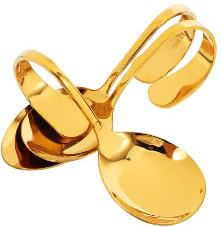 iplusmile 3pezzi Cucchiaio Da Servizio Acciaio Inossidabile Con Manico Curvo Per Antipasti Dessert e Feste Design Elegante e Funzionale Per Sushi e Frutti Di Mare