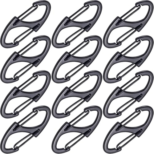 Alpinleux Lot de 12 clips de fermeture éclair antivol à double ouverture pour sacs à dos, camping, valises (noir)