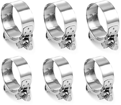 6pcs Collier Echappement Moto ø32-35mm Et ø48-51mm, RéGlable Manchon Echappement D'éChappement, Collier De Serrage Inox 304, pour Turbines, Tuyaux De Drainage, Marine