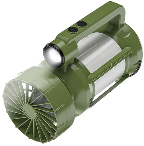 Lampe de camping LED - Lampe de poche LED avec ventilateur et batterie solaire - Lampe portable rechargeable avec 4 modes d'éclairage pour camping, jardin, voiture, randonnée, pêche et activités de