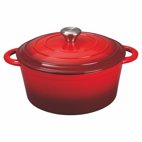 Galileo Les Cocottes SìChef - Cacerola con tapa, 28,5 cm, hierro fundido esmaltado, inducción, color rojo