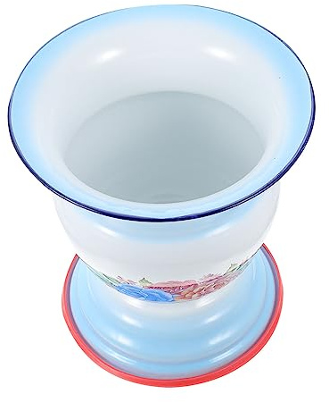 Escupidera Orinal de Cama Hogar de Hierro Redondo | Urinario Portátil Reutilizable, Fácil de Limpiar, Contenedor de Urinario Retro, Accesorio para Baño