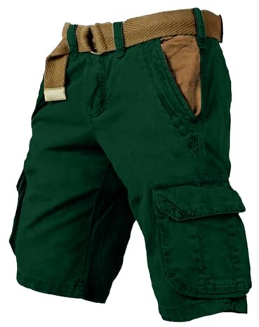 YOSUWOAI, pantaloncini cargo da uomo, estivi, da escursionista, bermuda, pantaloncini chino, pantaloni corti, stretch, con diverse tasche, solidi, funzionali, per il campeggio, comodi, pantaloni da