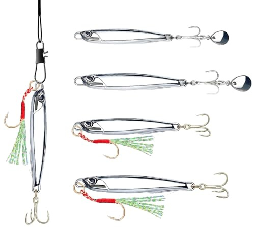4pcs Sea Fishing Lures Sea Water, 20g/30g Bass Lures Seas Fishing Uk Mackerel Lure Pike Lure, Bionic Fish Lureset with Single and Double Hook
