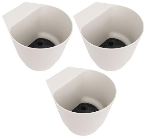 Aramox Large Outdoor Hanging Planter with Hook, Suitable Size Balcony Railing Planter for Effortless Planting for Garden Handrail (White)