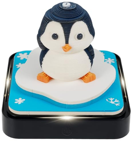 3D Abreißkalender 2026 Weihnachten, 365 Tage Schreibtischkalender mit Lampe Base, Time Piece Calendar 2026 Kunstdruckpapier Skulptur, für Notizblock Kreative Weihnachtsgeschenke (Pinguin)