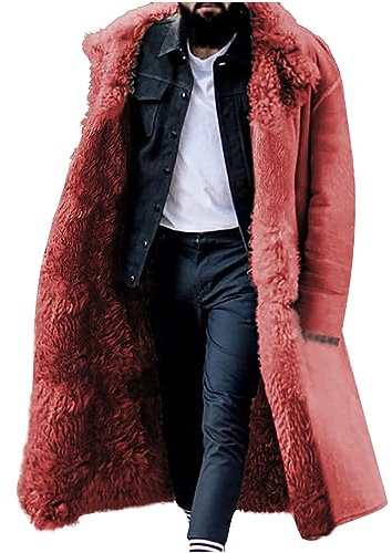 Wyongtao Manteau Homme Hiver longue Parka veste Polaire Chaud Veste Décontracté Sherpa Thermique Epaissie Cowboy Manteaux en fausse fourrure avec Poches Grande Taille Classique jacket Outwear