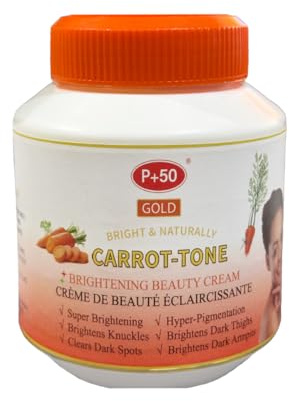 P+50 Gold Carrot-Tone Brightening Beauty Cream 500ml - Skin Brightening & Even Tone - Kojic Acid, Carrot & Vitamin C - Helps Reduce Dark Spots & Hyperpigmentation - For Full Body Use