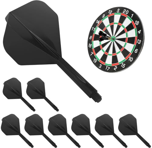 THQAE 9 Stück Dart Flights Mit Schaft Stabil Darts Zubehör, Dart Shafts und Flights, Darts Flights mit Schäfte, Flyer mit Schaft, für Dartpfeile mit 2BA Gewinde (Schwarz)