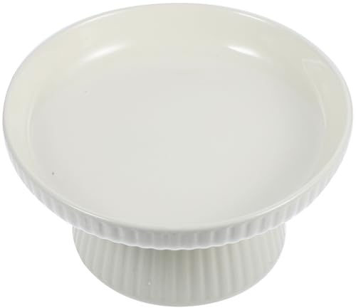 Toyvian 7-Inch Milk White Ceramic Footed Cake Stand for Dessert Display, Chocolate and Fruit Tray, Modern Tall Pedestal Food Serving Plate for Party and Wedding