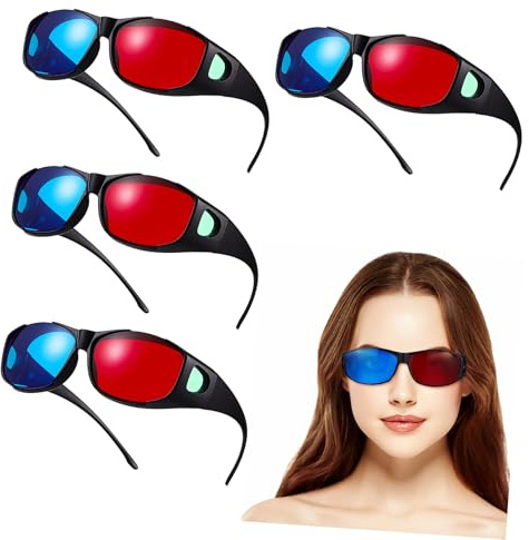ELAYARD Occhiali 3D Rosso e Blu Anaglifici in Plastica Compatti 5 Pezzi per Visione di Film TV e Giochi per Gruppi e Amici