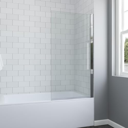 AQUABATOS Duschwand für Badewanne 80 x 140 cm Badewannenwand faltbar 180° Sicherheitsglas 8 mm mit NANO Badewannentrennwand Badewannenaufsatz 1-Teilig Chromoptik Drehachse rechts