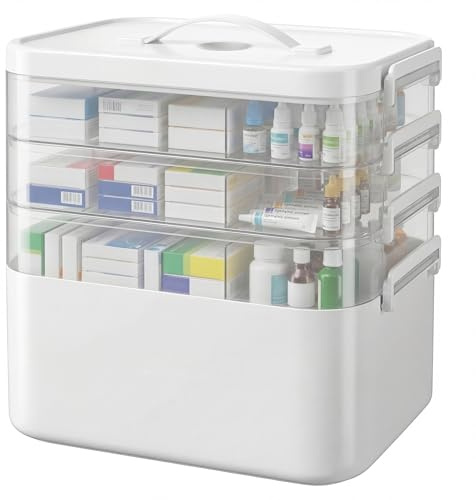 Kryndle Medicine Storage Box, 4 Layer Medicine Box with Compartments