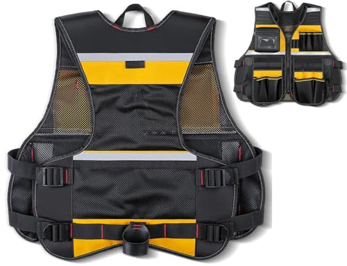 Giletes À Outils De Travail – Vestes De Charpentier Réglables, Gilet De Poche Robuste, Unité De Rangement Fonctionnelle | Utilitaire Professionnel Pour Hommes, Électriciens, Charpentiers, Chantie