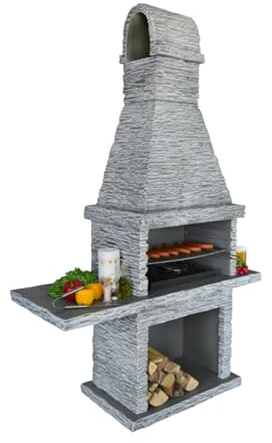 MERCURIUS Gartengrill aus Beton Morfeusz K13 - Holzkohlegrill für Garten & Terrasse - Feuerstelle - Hochfester Beton C35/45 - Witterungsbeständig - Einfache Montage - 142 x 60 x 215 cm