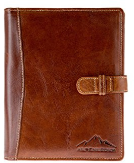 Alpenleder Tablet Tasche - SEILSCHAFT (Handgefertigt) - Nachhaltiges Bio-Leder aus regionaler Landwirtschaft | Tablettasche Leder 9zoll, Konferenzmappe A5 *Fair Produziert* (22x17x3cm, Cognac)