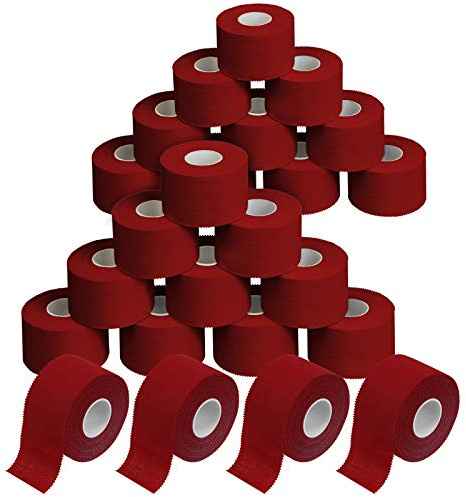 ALPIDEX 24 Rollen Sport Tape Set 3,8 cm x 10 m Gelenk Tapeverband Viele Farben Reißbares Unelastisches Sporttape Hautfreundlich Handball Fußball Volleyball, Farbe:rot