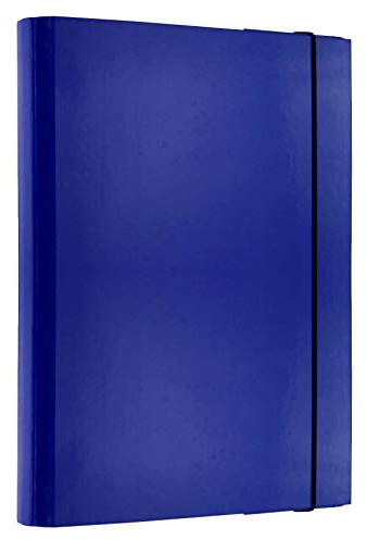 D.RECT 9098 Sammelbox, DIN A4, mit Gummizug, Dokumenten-Box, Heft-Box, aus Karton, Füllhöhe: 40 mm, Blau