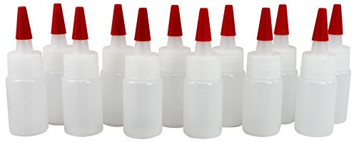 Pinnacle Mercantile Small 1 ounce 12-Pack Plastic Squeeze Bottles with Red Tip Caps Great for Travel, Arts, Crafts, Vape Juice, Oil, Glue Empty