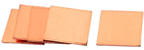 sourcing map Cuivre PC Ordinateur Portable CPU électrode électrodes Dissipateur de Chaleur Thermique Shim 20x20x1.0mm 5pcs