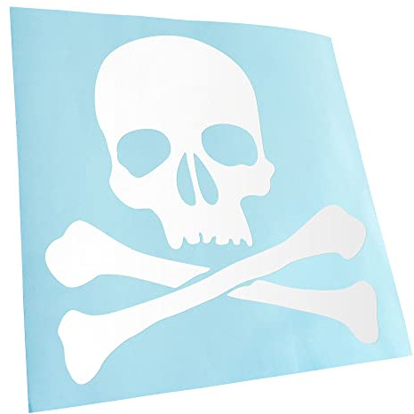 Kiwistar - Autoaufkleber - Weiß - 10x10cm Totenkopf - Todessymbol - Piraten - Heckscheibe Auto Aufkleber wetterfest für Kfz LKW Mofa Truck - Sticker außen selbstklebend Tuning Zubehör für Fenster