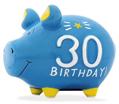 KCG Keramik Sparschwein ca. 12.5cm x 9cm 30igster Geburtstag 30 Jahreszahl