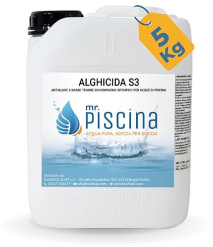 MR PISCINA Antialghe per Piscina ALGHICIDA S3 - Anti Alghe a Schiuma Controllata. Trattamento Contro Acqua Verde (5 kg)