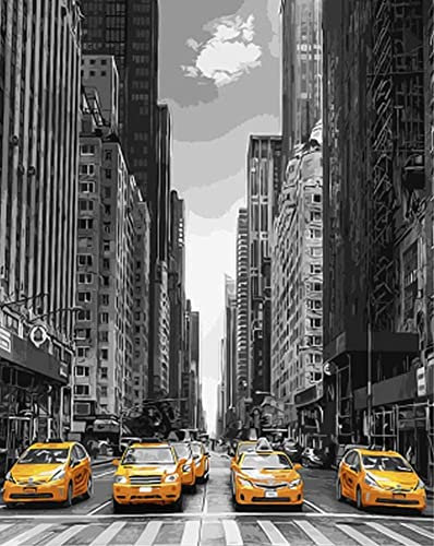 ABEUTY Wandkunst New York Street & Auto Malen nach Zahlen, DIY Ölgemälde auf Leinwand Gemälde 40x50cm