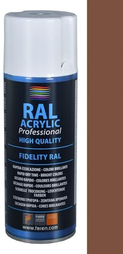 Faren RAL ACRYLIC, Vernice spray Acrilica 100%, Smalto FIDELITY RAL, Colori Brillanti a Rapida Essiccazione, 400ml (RAL 8002 MARRONE SEGNALE)(1pz)