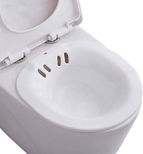 NANANA Sitzbad Sitzbäder Medical Grade aus Kunststoff, Sitzbad Bidet Einsatz Toiletteneinsatz Sitzbadewanne für Ältere Schwangere Frauen Vermeiden Sie Die Hockung, 39.5X36.5X9cm,White