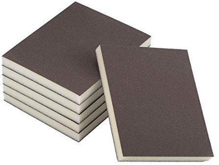 sourcing map 6 Stück Schleifschwamm 220 Körnung Doppelseitiges Schleifpapier, Wiederverwendbares Nass- und Trockenschleifpad für Holz, Metall, Wand, Lack, Stahl, Braun