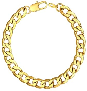 ChainsHouse Herren Armband Edelstahl Panzerarmband 6/8/13MM Damen Gliederarmband 19/21/23CM Kubanisches Kettenarmband Silber/Gold Panzerkette Armskette Armreif Armschmuck für Geburtstag