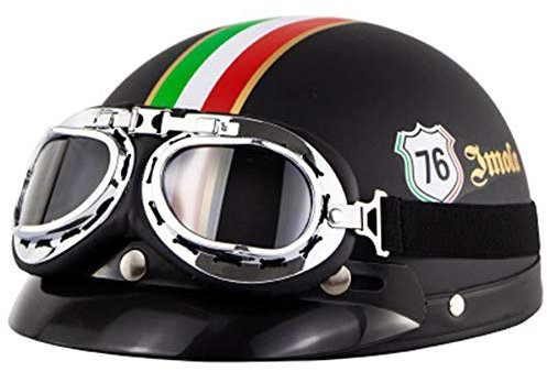 ZLYJ Retro Casco de Moto, Casco Jet de Media Incluye Visera Extraíble, Concha de Motocicleta para Mujer y Hombre, Carcasa del Casco, Dot/ECE Homologado
