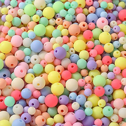 HERZWILD perlen zum Auffädeln ca.1100pcs matte bastelnperlen bunt Acryl Perlen kunstperlen f.schmuckherstellung DIY halsketten armband (matt bunt/gemischt)