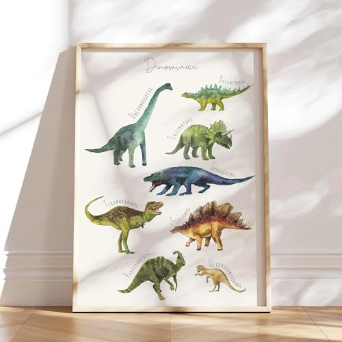 MeinBaby123® Dino Poster Kinderzimmer | Dinosaurier Poster DIN A2 | Bilder Kinderzimmer Jungen | Deko Bilder | Babyzimmer Deko | Wandposter Premium (Dino Poster - 3)