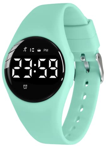 BEN NEVIS Barnklocka, tonårsklocka, pojke digital sport fitness tracker, med larm/kronograf, vattentät, present för pojke, flicka 5–15 år, 09-ljusgrön/T6f, rem
