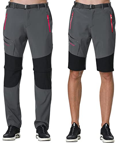 SOLOYEE Pantaloni Uomo Trekking Escursionismo Zip off Convertibili Corti Primavera Estate Outdoor Softshell Impermeabili Ad Asciugatura Rapida Pantaloncini