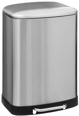 5Five - Poubelle de Cuisine Ariane 50L en Métal Inox - Seau Amovible et Poignée Arrière - Fermeture Silencieuse