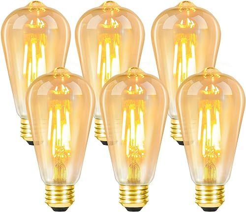 GBLY 6 Stück E27 LED Glühbirne Leuchtmittel Vintage Lampe ST64 Edison | Birne 4W 2700K Warmweiß Filament Glühlampe Retro Beleuchtung Light Bulb Glas Energiesparlampe - Nicht Dimmbar