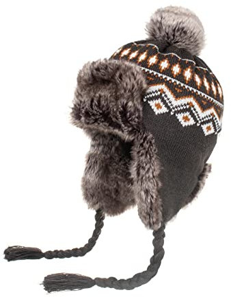 DEPAJA Russische Mütze Wintermütze Russische Bombermützen Für Damen Herren Warme Schneemütze Mit Fell Winddicht Strickenearflap Trapper Outdoor Cap, Grau, Einheitsgröße