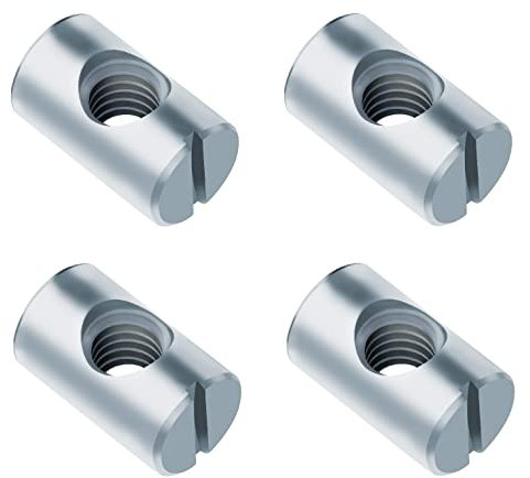 TERF® M8 X 20mm Cross Dowel Barrel Nuts M8 (8mm) X 20mm Furniture Barrel Nut Slotted Drive Dowels Bolts Nuts For Furniture Bed Cot Chairs Crib and Multi Purpose Use - Pack of 4