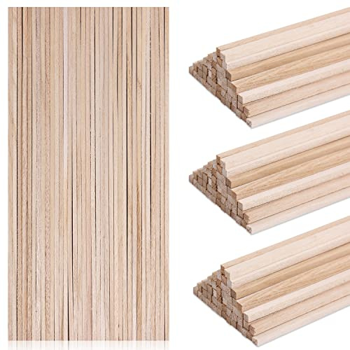 150 Stück Holzstäbe, 3mm x 30,5 cm Bastelholz Stäbe Unbehandelte Hartholzstäbchen Natur rund Holzdübelstangen Lang für Holzhandwerk Dekorationen und Heimwerkerarbeiten
