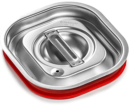 Forgast Edelstahl Deckel mit Silikondichtung | GN 1/6 | 16.2x17.6 cm | für GN Behälter, Rostfreier Gastronormbehälter | Spülmaschinengeeignet