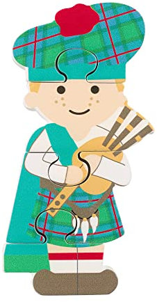 Scottish Piper Mini Wooden Puzzles - My First Puzzles, Jigsaw Puzzle Games with Character - Educational Toys For 1 Year Old + Toddler, Montessori Early Development & Activity Toys by Orange Tree Toys