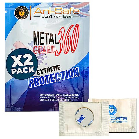 Ani-Safe Metal Guard 360 Twin Pack Corrosion Inhibitor Sachet Pads VCI Desiccant Gun Safe, Lockers, Cabinets, Golf Bags, Anti Rust, Protection